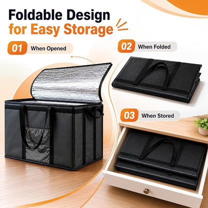 NZ home Insulated Food Bag, Portable Cooler Tote (2XL, Green, 1 Pack) | Large thermal bag, For cold & hot food, Soft sided cooler, Heavy duty carrier, Grocery shopping, Food delivery, Catering bag - Image 4