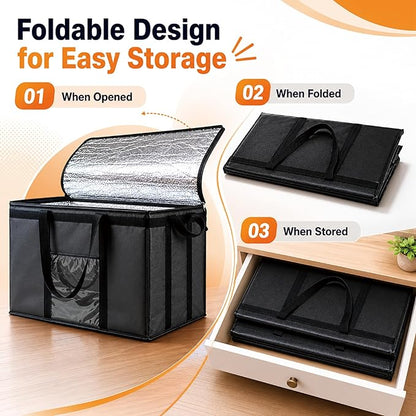 NZ home Insulated Food Bag, Portable Cooler Tote (XL Plus, Orange, 2 Pack) | Large thermal bag, For cold & hot food, Soft sided cooler, Heavy duty carrier, Grocery shopping, Food delivery, Catering bag - Image 4