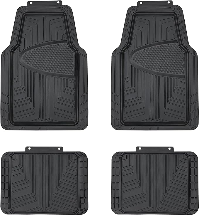 Amazon Basics 4-Piece Premium All-Season Anti-Slip Rubber Floor Mats, All Weather Protection for Cars, SUVs and Trucks, Universal Trim to Fit, Black - Image 2