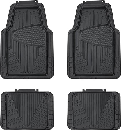 Amazon Basics 4-Piece Premium All-Season Anti-Slip Rubber Floor Mats, All Weather Protection for Cars, SUVs and Trucks, Universal Trim to Fit, Black - Image 2