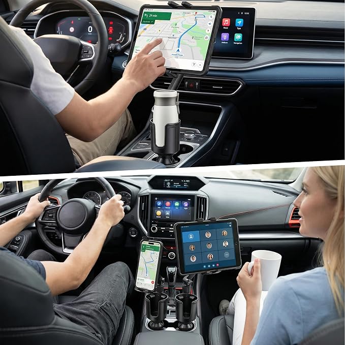 Cup Holder Tablet Mount, Ipad Cup Holder Car Mount Expander [2026 Upgraded] with 22" Height Adjustable Arm for Tablet iPhone 3-13in iPad Pro Air Mini, Fire, iPhone 15, Galaxy S24 Z Fold 5 - Image 8