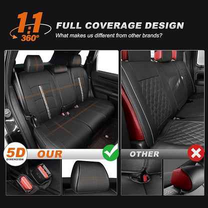 Custom Fit Seat Covers for Honda CRV 2017 2018 2019 2020 2021 2022 | Full Set Front & Rear Full Coverage Waterproof Airbag Compatible CR-V Faux Leather Car Seat Protector Black - Image 6