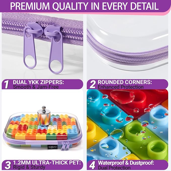 YQBRAO Clear Hard Shell Organizer Case Set, 3-Pack, Purple | Large, medium & small rigid PET organizers for crafts, travel, beauty and everyday storage - Image 5