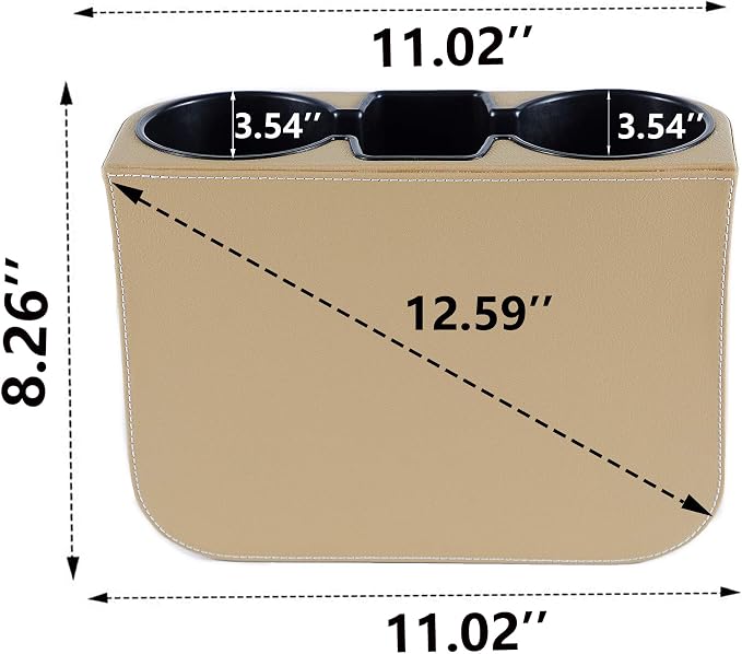 IOKONE Cup Holder for Car, Console Side Pocket, PU Leather Cover, Beige | Car Seat Gap Filler Organizer, Front Seat Organizer, Drink Holder for Car, Cell Mobile Phone Holder, Car Coin Holder - Image 4