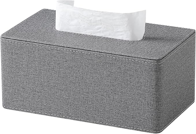 Rectangle Tissue Box Cover with Magnetic Closure, Inner Height 3.9" | 2 Different Sizes, PU Leather Tissue Box Cover, Decorative Rectangular Tissue Holder for Bathroom Nightstand Car Office by JLAMBOM
