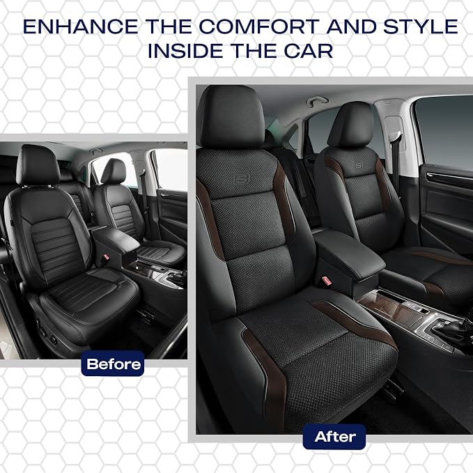Skechers Memory Foam Car Seat Covers, Air Cool Mesh Thick Seat Covers,Car Seat Covers Front Seats Airbag Compatible, Automotive Comfort Protection for Most Cars,Van,Trucks, SUVs,Brown - Image 6