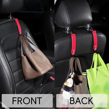 2 Pack Car Hook Holder Leather Headrest Hooks for Purses and Bags,SUS304 Car Hook(Red) - Image 2