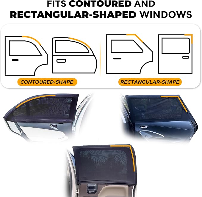 EcoNour Car Side Window Sun Shade (Pack of 2) | Stretchable & Breathable | Car Window Screens for Complete Sun & Privacy Protection | Fits Most Truck, SUV and Minivan (XL 24" x 38") - Image 8