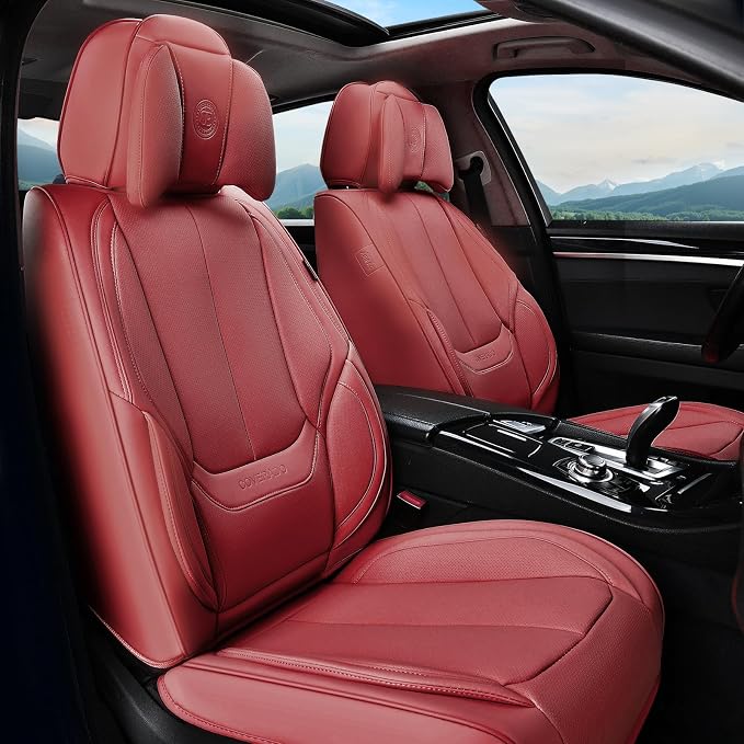 Coverado Car Seat Covers, Seat Covers for Cars, Waterproof Leather Auto Seat Protectors, Leather Car Seat Cushion, Car Interiors Accessories Universal Fit for Most Cars by COVERADOAUTO