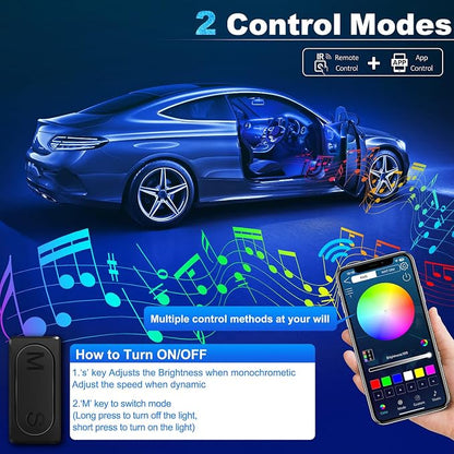 Acrylic Interior Car LED Strip Light with Wireless APP, RGB 10 in 1 with 175 inches 612 LEDs Fiber Optic Car Ambient Lighting Kits, Dynamic Music Sync Neon LED Strip Lights for Car - Image 5