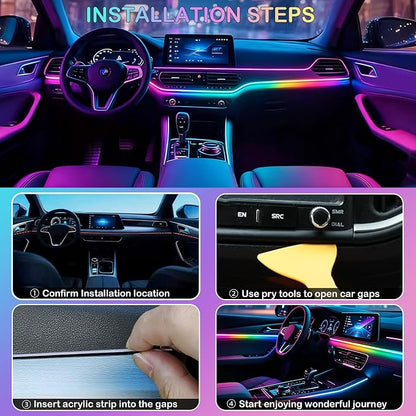 Interior Car LED Strip Lights with Wireless APP, Ambient Lighting Kits with Dynamic Dreamcolor Chasing, 16 Million Colors Acrylic LED Lights for Car, Sound Active Function Car Neon Lights (10 in 1) - Image 7