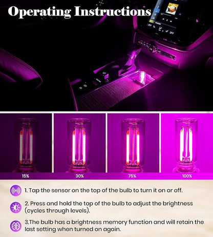 KENANEK 2PCS USB Retro Car Lamp, Touch-Control Portable LED Car Ambient Light, USB Powered Night Lights, Suitable for Bedroom, Camping, Holiday Decorations. (Red Light) - Image 6