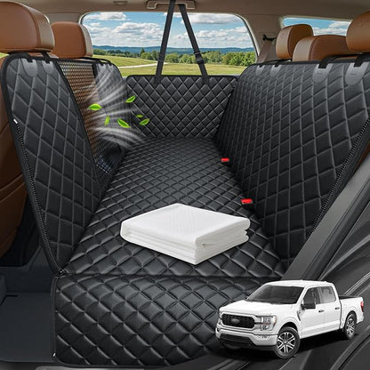 URPOWER XL Dog Seat Cover for Full-Size Truck Back Seat, Waterproof Hammock | Mesh Window, Side Flaps, 600D Oxford, Scratch Resistant, Non-Slip, Easy Install, Machine Washable, Pee Pad Included by URPOWER