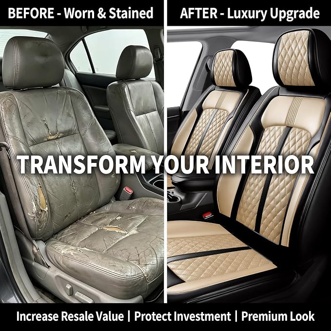 Fit CX-90 Seat Covers Custom Fit for Mazda CX-90 2024-2026, 5 Seats | Premium Leather Full Coverage Protector, Waterproof, Breathable, Scratch Resistant, Easy Wipe, Airbag Compatible, Black+Beige - Image 4