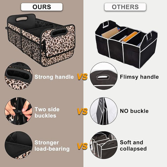 Deosk Trunk Organizer for SUV, Car Organizers and Storage with Reinforced Handles, Car Accessories for Women/Men - Large, Leopard Print - Image 2