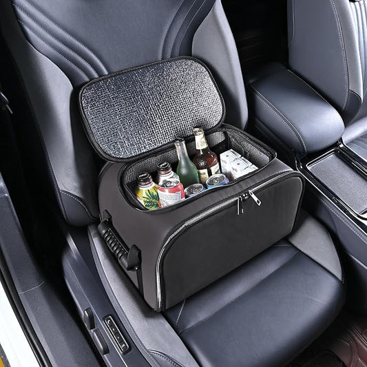 Foldable Car Insulated Storage Box, Portable Thermal Cooler Bag with Double Zipper & Sturdy Handle, Multi‑Purpose Car Seat Trunk Organizer for Drinks Snacks, Outdoor Picnic Camping Road Trips by SunshineSkyAutoProducts