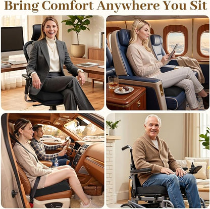TranquilRelax Memory Foam Seat Cushion for Office Chair, 3-Inch, Black | Medium-firm Support for Long Sitting, Washable Mesh Cover, Non-slip Base, Perfect for Car Seats & Short Drivers - Image 3