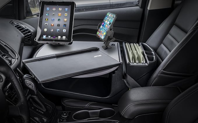 AutoExec AE-RMCD-PM-TAB-GT Roadmaster Car Desk for Your Vehicle Workstation and Mobile Office, with Phone Mount and Tablet Mount - Image 2