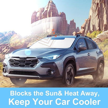 Windshield Sun Shade for 2018-2026 S-ubaru CrossTrek Accessories | Full covered for windshield, Foldable & Durable, Block UV Rays, Reduce Heat, Easy to install, Keep Car Cooler - Image 6