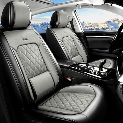 for Subaru Crosstrek 2016-2026 Car Seat Covers, Full Set, Gray | Luxury Full Coverage Leather Seat Protectors, Waterproof Breathable, Non-Slip, Easy to Install, Airbag Compatible, All-Season by Unknown