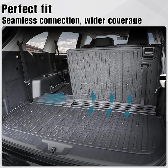 Cargo Mat for Toyota Highlander Hybrid/Gas 2020-2026 Accessories | One-Piece Cargo Liner & Rear Seat Back Protector, All Weather TPE, Non Slip & Odorless & Scratch Proof, Quick Clean - Image 4