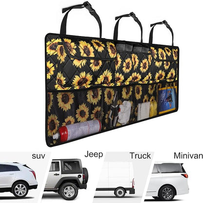 Femuar Car Trunk Organizer,Large Capacity Backseat Organizer(42 in*18 in),Collapsible Storage Bag with 8 Pocekt,Car Organizer for SUV/MPV/Truck - Sunflower TLAG-0114 - Image 5