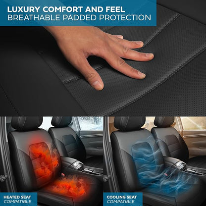 MotorBox Cabin King Slate Ridge Leather Seat Covers for Trucks & Cars | Charcoal and Black Car Seat Covers, Waterproof Leather Seat Covers, Car Accessories, Seat Protector, Universal Fit - Image 7