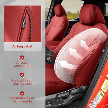 DiffCar® Seat Covers for Toyota Tacoma 2026 2025 2024 Double Cab(Gas Only), Front Seat & Console Covers Only, Faux Nappa Leather Custom Fit Car Protectors Accessories for Tacoma 4th Gen, Red Camo - Image 4