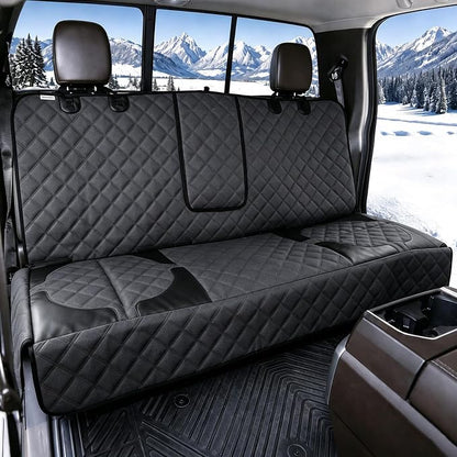 Pet Bench Seat Covers for Trucks, Heavy Duty Nonslip Car Seat Protector with ISOFIX Openings for 1-2 Child Car Seats,Fits Ford 150,Ram 1500,GMC Sierra,Toyota,Ram,Chevrolet Silverado(Black) by Unknown