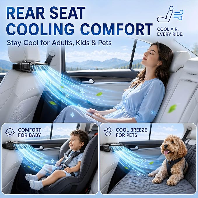 2026 New 5 Speed Car Seat Fan for Baby Rear Facing, Ultra-Quiet Portable Car Fans for Backseat For Kids, Portable Car Ac Fan with Fragrance Cooling for Almost Vehicle Jeep Van Rv Truck (1) - Image 3