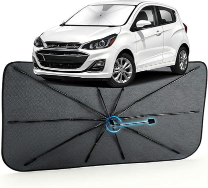 Car Windshield Sun Shade Umbrella for Chevrolet Spark 2013-2022, 1:1 Fit | [Reflective Coated Fabric] Car Shades Sun Visor Keep Car Cool and Protects Interior, Sunshade Umbrella for Front Window by MakeLifeBetter