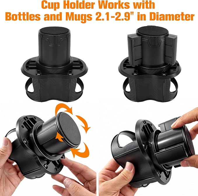 Double Cup Holder for Car, 2 in 1 Extra Cup Insert with Expandable Base, Multifunctional Extender Expander Adapter with Elastic Open-Close Cup Mouth, Adjustable Bracket FOR 2.1''-2.9'' BOTTLE DIAMETER - Image 3