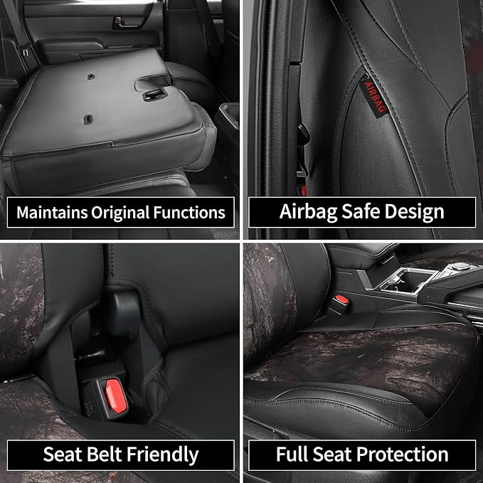 EKR Tacoma Leather Car Seat Covers Custom Fit for Toyota Tacoma 2012 2013 2014 2015 (Regular Seats) - Truck Seat Covers Full Set,Faux Leather(Black/Woodland Camo) - Image 7