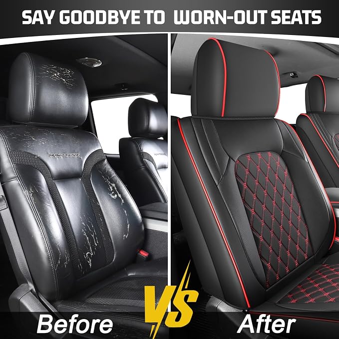 Seat Covers for Silverado/Sierra| Waterproof Leather Pickup Truck Custom Seatcovers Full Set for Chevy Silverado GMC Sierra 2014-2018 1500, 2015-2019 2500HD 3500HD Crew Double Extended Cab - Image 5