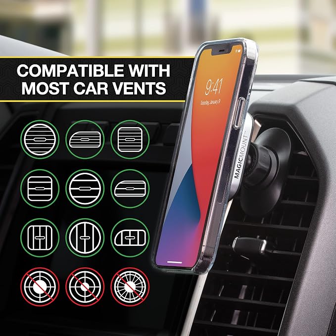 Scosche MP2ODVM-XTSP MagicMount Pro2 Dash/Vent/Window 4-in-1 Magnetic Cell Phone Holder Car Mount Kit Compatible with MagSafe, iPhones, Galaxy, Pixel & All Smartphones - Image 7