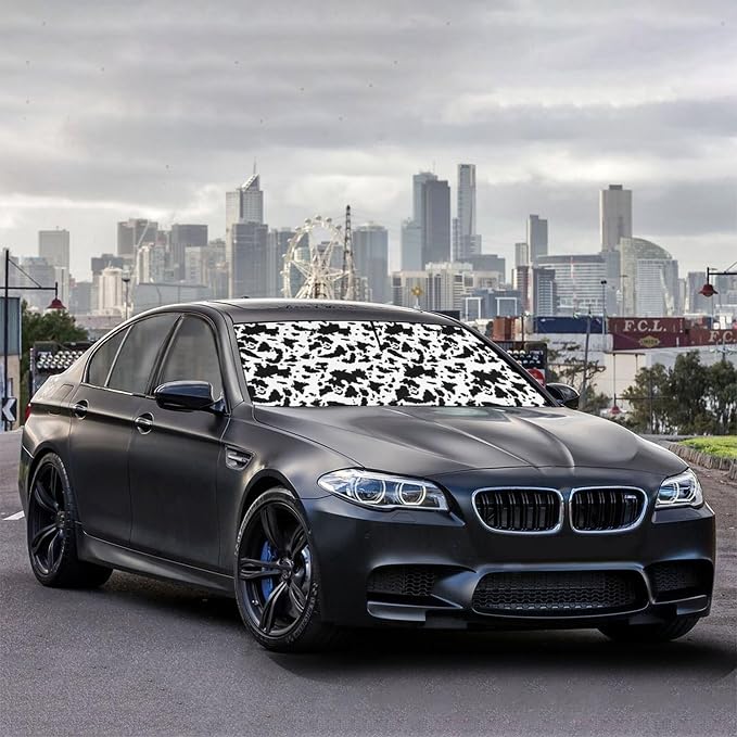 CHILL·TEK Funny Car Windshield Sun Shade Umbrella, Cows Print Car Sun Shade Umbrella, Block UV Rays Heat Foldable Windshield Umbrella Sun Visor Protector - Keep Vehicle Cool for Cars SUV - Image 8