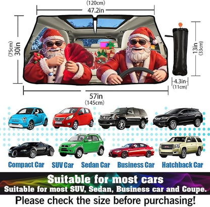 CHILL·TEK Funny Animal Car Windshield Sun Shade Umbrella, Christmas Car Sun Shade Umbrella, Block UV Rays Heat Foldable Windshield Umbrella Sun Visor Protector - Keep Vehicle Cool for Cars SUV - Image 5