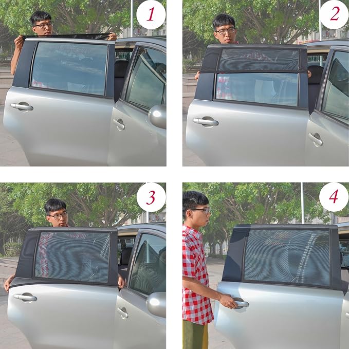 TFY Universal Car Rear Side-Door Square-Window Sunshades - for Vehicles with Side Windows 29.5Inch - 41.5Inch W x 19Inch H (Regular Rectangular Window) | Universal Fit | Sunshade | Glare reduction | Easy installation | Secure hold | Lightweight & porta... - Image 5