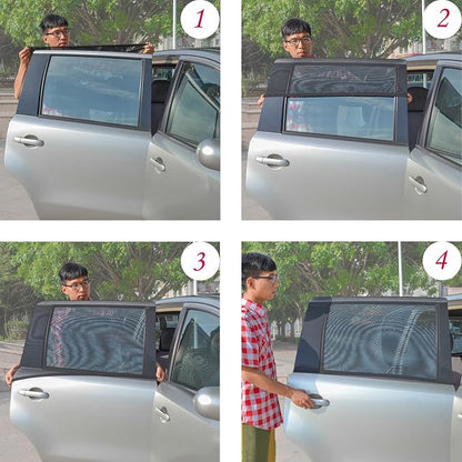 TFY Universal Car Rear Side-Door Square-Window Sunshades - for Vehicles with Side Windows 29.5Inch - 41.5Inch W x 19Inch H (Regular Rectangular Window) | Universal Fit | Sunshade | Glare reduction | Easy installation | Secure hold | Lightweight & porta... - Image 5
