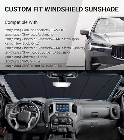 Pigenius Windshield Sun Shade for Cadillac Escalade/ESV/EXT 2007-2014. Reflective Aluminum Film Front Window Sunshade - BLAZBLOCK - Image 2