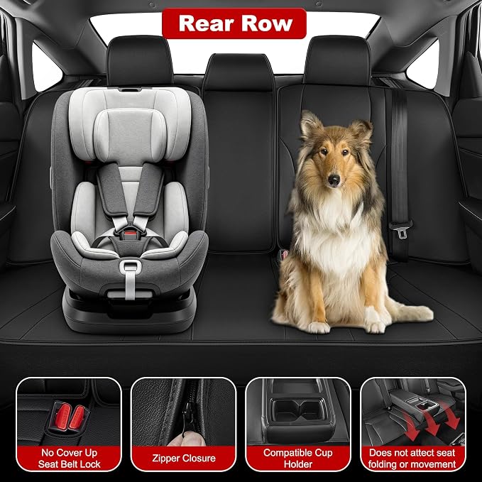 TTX LIGHTING Custom Fit Faux Leather Seat Covers for Honda Accord 2023-2025 | Original Factory Pattern Waterproof Full Set, Airbag Compatible Car Seat Protectors Complete Interior Upgrade Set - Image 8