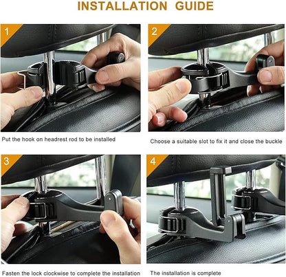 Car Headrest Hook with Phone Holder, Universal 360 Rotation Headrest Hooks for Purses and Bags (Silver) - Image 6