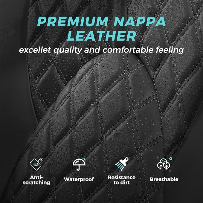 Custom Seat Covers for Toyota Highlander 2020-2026 7 Seats Black | faux leather, 2nd row captain chairs, waterproof, breathable, airbag compatible, stain resistant, easy install, durable - Image 6