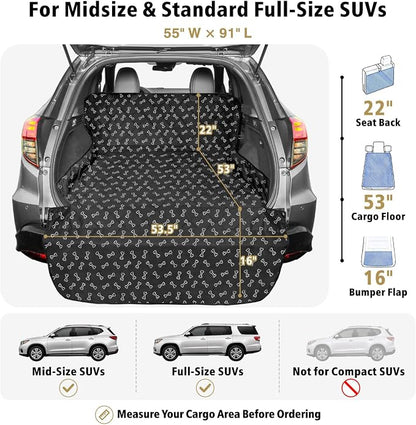 F-color SUV Cargo Liner for Dogs - Heavy Duty Trunk Cover for Midsize SUVs | Water Resistant Pet Cargo Cover with Bumper Flap, Non-Slip Trunk Mat, Dog Car Seat Cover Prevents Scratches Pet Hair Mud Dirt - Image 2