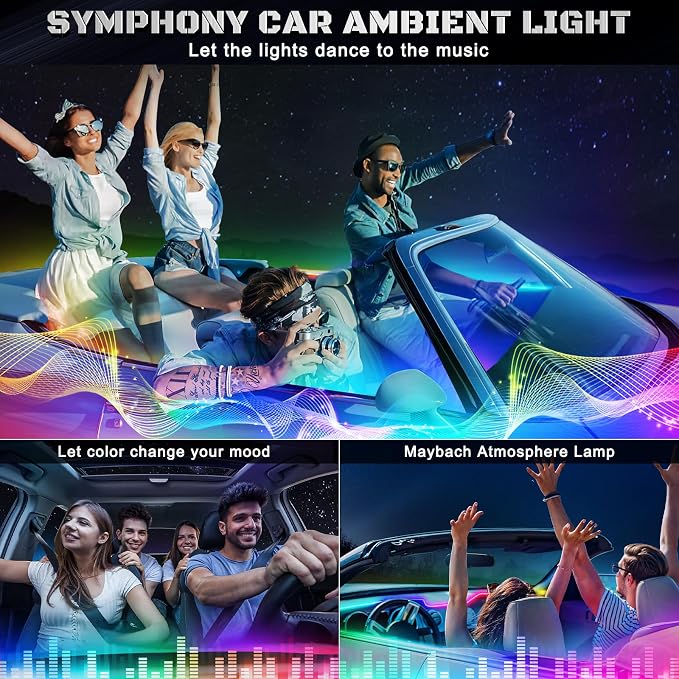 Dreamcolor Acrylic Interior Car LED Strip Light with Wireless APP, Dual Zone RGB 10 in 1 with 175 inches 593 Neon Car Ambient Lighting Kits, Music Sync LEDs Fiber Optic Strip Neon Lights for Car - Image 7