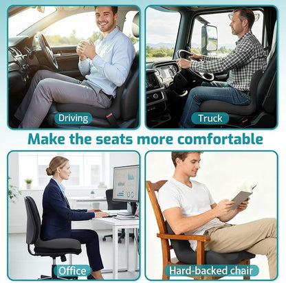Memory Foam Seat Cushion,Office Chair Cushion with Lumbar Support for Back Pressure Relief, Car Seat Cushion with Adjustable Strap,Sciatica Pad Cushions for Car,Truck, Desk,Gaming Chair - Image 7