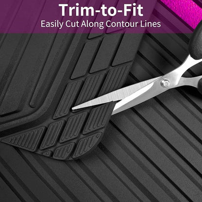 CAR PASS Heavy Duty Rubber Car Mats Metallic, Aluminum Film All Weather Floor Mats Waterproof Universal Trim to Fit for SUV Sedan Van 4 Piece Anodized Deep Dish Two-Tone Sporty Black Hot Pink Chrome - Image 7