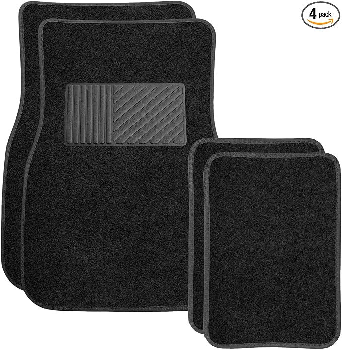 4PCS Car Floor Mats, Waterproof Non-Slip Car Floor Liners with Safety Heel Pad, All-Weather Wear-Resistant Mats Heavy Duty Universal Carpets for Truck SUV Van Sedan (Black) by Unknown