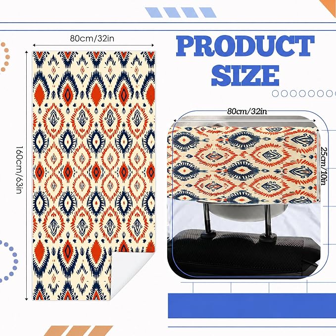 Hahafelt 2 Pack Car Seat Towel Cover with Storage Bag, Aztec Artisans | 63 x 32 in Car Towel Seat Cover Non Slip Waterproof, Gym Workout Swimming Running, Machine Washable Sweat Absorbent Protector - Image 2