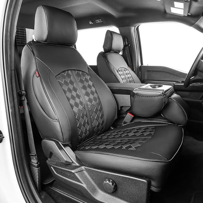 F150 Raptor Seat Covers 2017-2020 SuperCrew Custom Fit Full Set | Fits 2017-2020 Ford F150 Raptor SuperCrew with Waterproof Faux Leather Covers and Airbag Compatibility for Truck Protection by Custaura